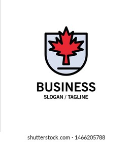 Security, Leaf, Canada, Shield Business Logo Template. Flat Color. Vector Icon Template background