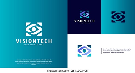 security lens logo with eye concept, vision tech, digital consulting services, graphic design illustration.