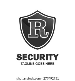 Security Letter r logo shield design - various geometric shapes - secure visual identity - Security Logo template Monogram design elements Business sign identity vector illustration