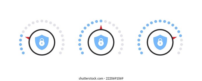 Security level scale. Threat levels gauge. Measurement scale. Vector illustration