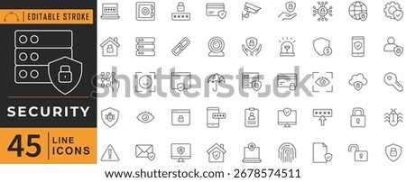 Security line editable icon set. Vector illustration.	
