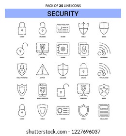 Security Line Icon Set - 25 Dashed Outline Style