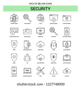 Security Line Icon Set - 25 Dashed Outline Style