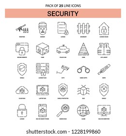 Security Line Icon Set - 25 Dashed Outline Style