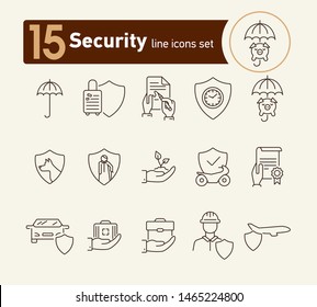 Security line icon set. Shield, protection, service. Can be used for topics like safety, damage
