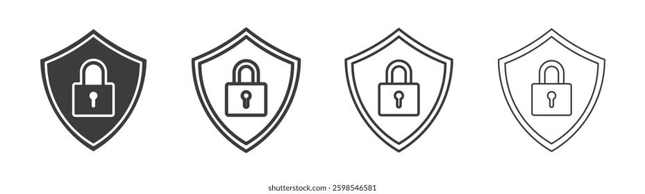 Security line icon vector illustration set.