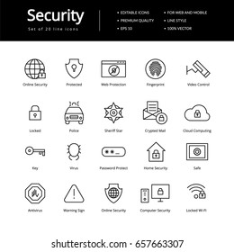 Security Line Icons. 