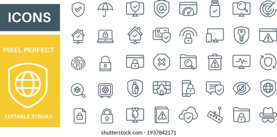 Security Line Icons. Editable Stroke vector design 