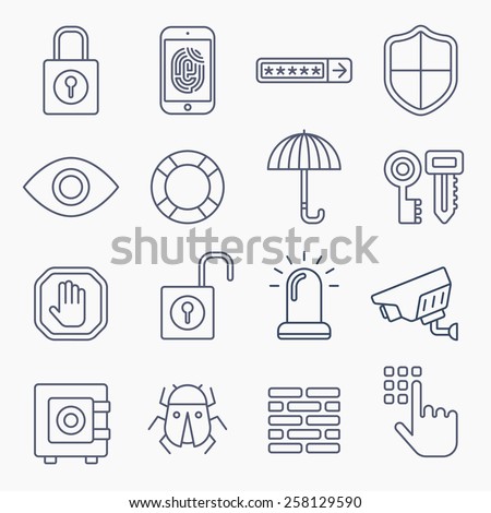 security line icons isolated on white background