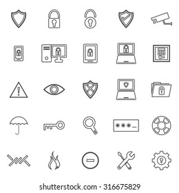 Security line icons on white background, stock vector