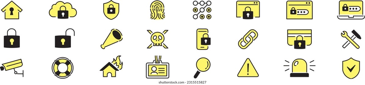 Security line icons set editable vector collection