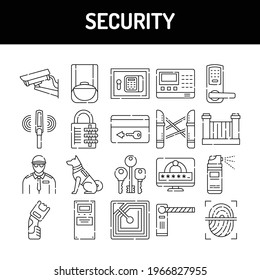 Security line icons set. Isolated vector element. Outline pictograms for web page, mobile app, promo. Editable stroke.
