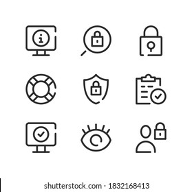 Security line icons set. Modern graphic design concepts, black stroke linear symbols, simple outline elements collection. Vector line icons