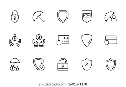 security line icons set. Stroke vector elements for trendy design. Simple pictograms for mobile concept and web apps. Vector line icons isolated on a white background. 