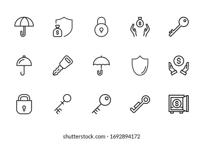 security line icons set. Stroke vector elements for trendy design. Simple pictograms for mobile concept and web apps. Vector line icons isolated on a white background. 