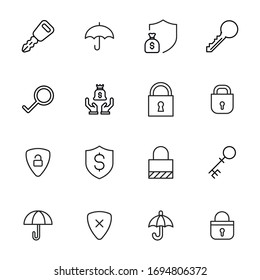 security line icons set. Stroke vector elements for trendy design. Simple pictograms for mobile concept and web apps. Vector line icons isolated on a white background. 