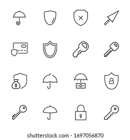 security line icons set. Stroke vector elements for trendy design. Simple pictograms for mobile concept and web apps. Vector line icons isolated on a white background. 
