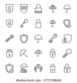 security line icons set. Stroke vector elements for trendy design. Simple pictograms for mobile concept and web apps. Vector line icons isolated on a white background. 