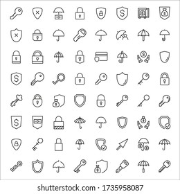 security line icons set. Stroke vector elements for trendy design. Simple pictograms for mobile concept and web apps. Vector line icons isolated on a white background. 