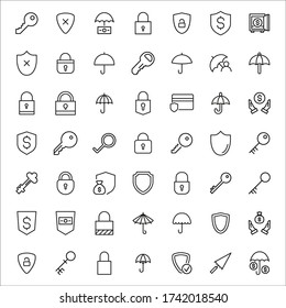 security line icons set. Stroke vector elements for trendy design. Simple pictograms for mobile concept and web apps. Vector line icons isolated on a white background. 