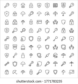 security line icons set. Stroke vector elements for trendy design. Simple pictograms for mobile concept and web apps. Vector line icons isolated on a white background. 