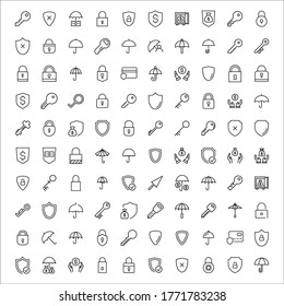 security line icons set. Stroke vector elements for trendy design. Simple pictograms for mobile concept and web apps. Vector line icons isolated on a white background. 