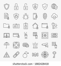 Security Line Icons Set. Vector Thin Outline Measurement Symbols.