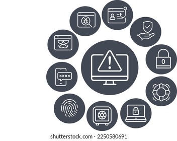 Diseño vectorial de iconos de línea de seguridad