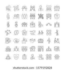 Security linear icons, signs, symbols vector line illustration set