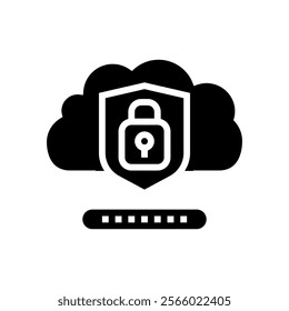 security lock cloud computing glyph icon vector. security lock cloud computing sign. isolated symbol illustration