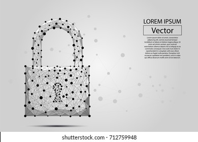 Security lock composed of polygons. Business concept of data protection. Low poly illustration consists of lines, dots, polygons and shapes. Futuristic vector background