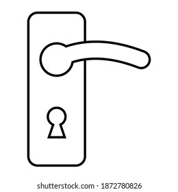 puerta de bloqueo y manija de seguridad, icono en blanco y negro, vector	
