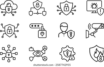 Security and lock icon set