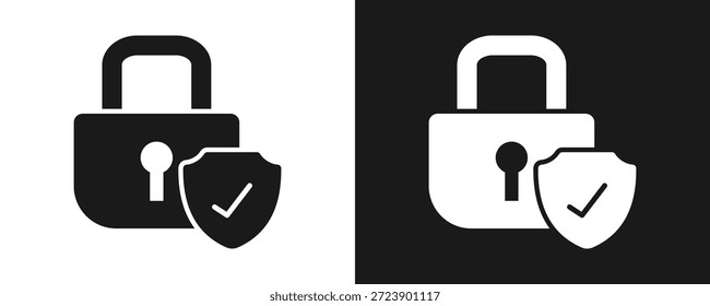 Conjunto De Iconos De Bloqueo De Seguridad Glifo En Fondo Blanco Y Negro