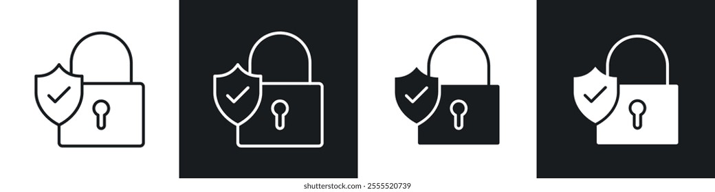 Security lock icon vector collection in black and white.