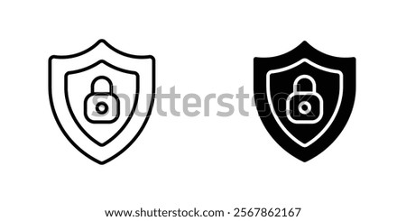 Security lock icons collection in Filled flat and thin line style.