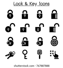 Security, Lock & Key icon set vector illustration graphic design