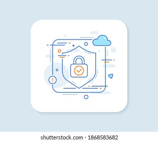 Icono de línea de bloqueo de seguridad. Botón vector abstracto. Signo de ciberdefensa. Símbolo de protección privada. Icono de línea de bloqueo de seguridad. Proteger el concepto de escudo. Vector