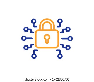 Security lock line icon. Cyber defence sign. Private protection symbol. Colorful thin line outline concept. Linear style security lock icon. Editable stroke. Vector