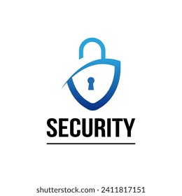 Security Lock Logo Design Template With Sheild.