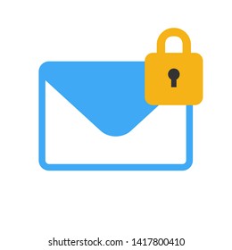 Security lock mail icon isolated. Flat design Vector illustration material on white background