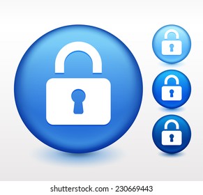 Security Lock on Blue Round Button