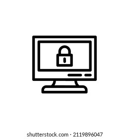 Security Lock With Outline Icon Vector 