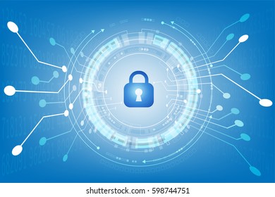 Security  with lock and password for Vector technology background