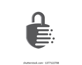 Security Lock with slot and guard Icon Logo design illustration with effect icon