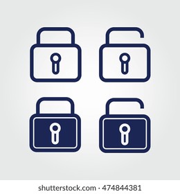 Security lock and unlocked icon