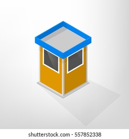 Security lodges isolated on a white background. Flat 3D isometric style, vector illustration.