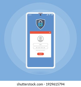 security log in on smartphone concept illustration