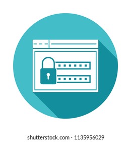 security login icon in Flat long shadow style on white background