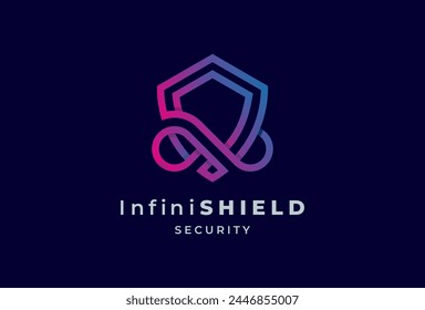Security Logo, abstract shield and infinity combination, usable for technology and security company logos, vector illustration